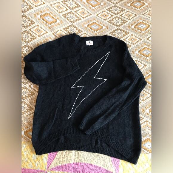 Sundry Lightning Bolt⚡️Embroidered Sweater Wool Mohair Size 1/ Small. - Picture 3 of 11